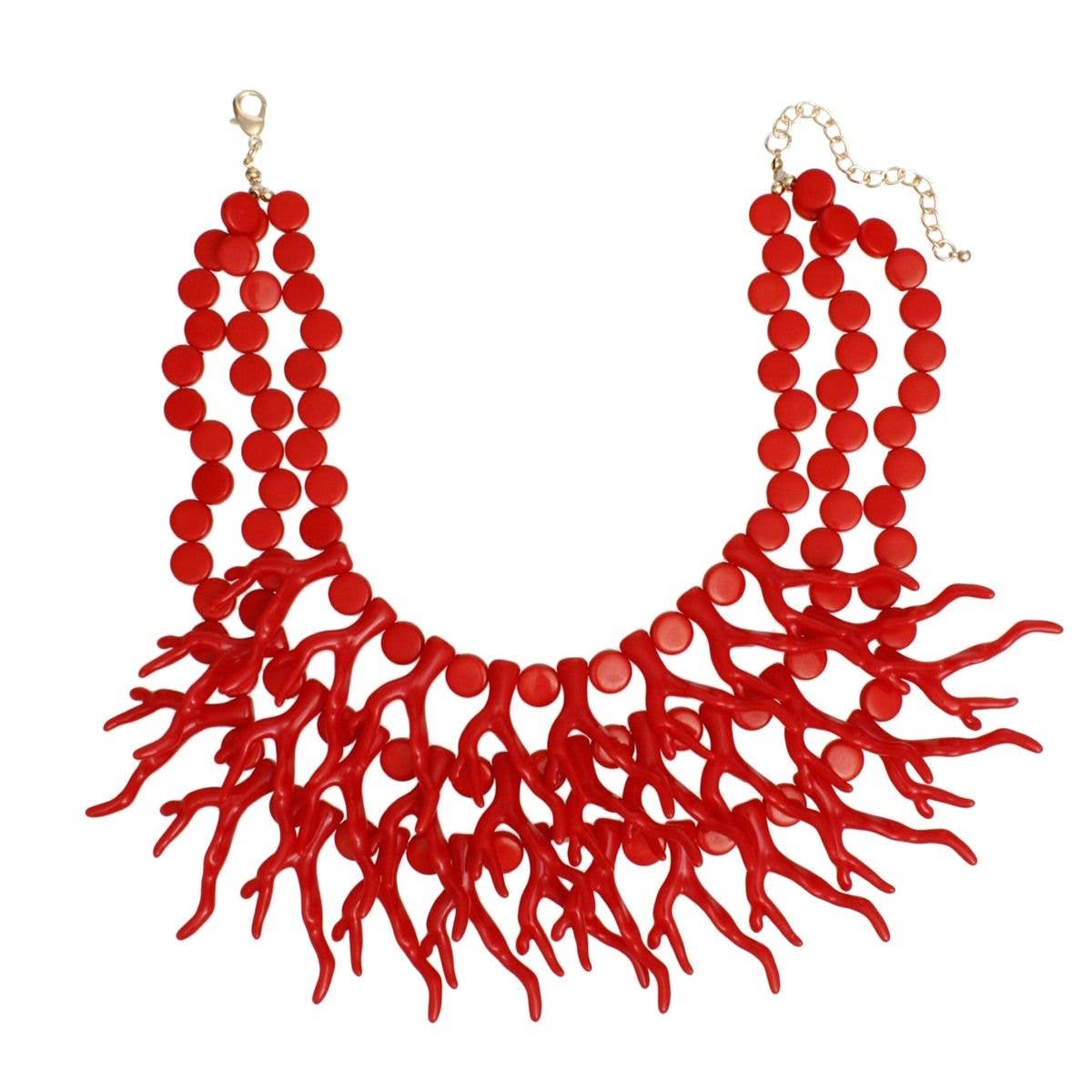 Red Coral Coastal Chic Bead Necklace for Women