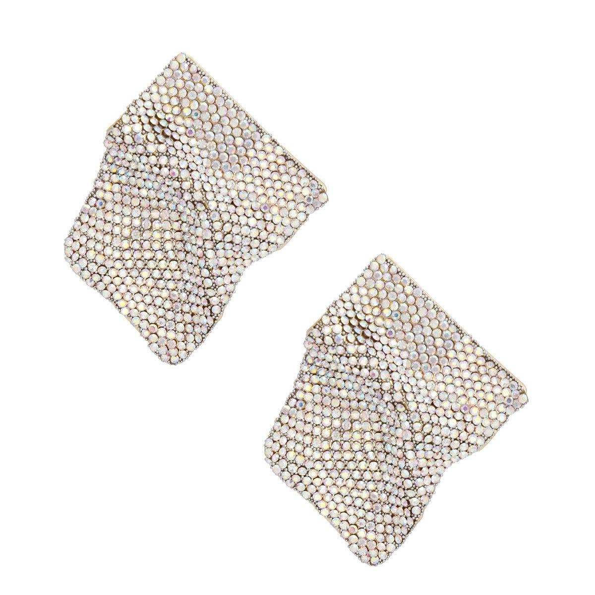 Studs Wavy Aurbo Rhinestone Glam Earrings Women