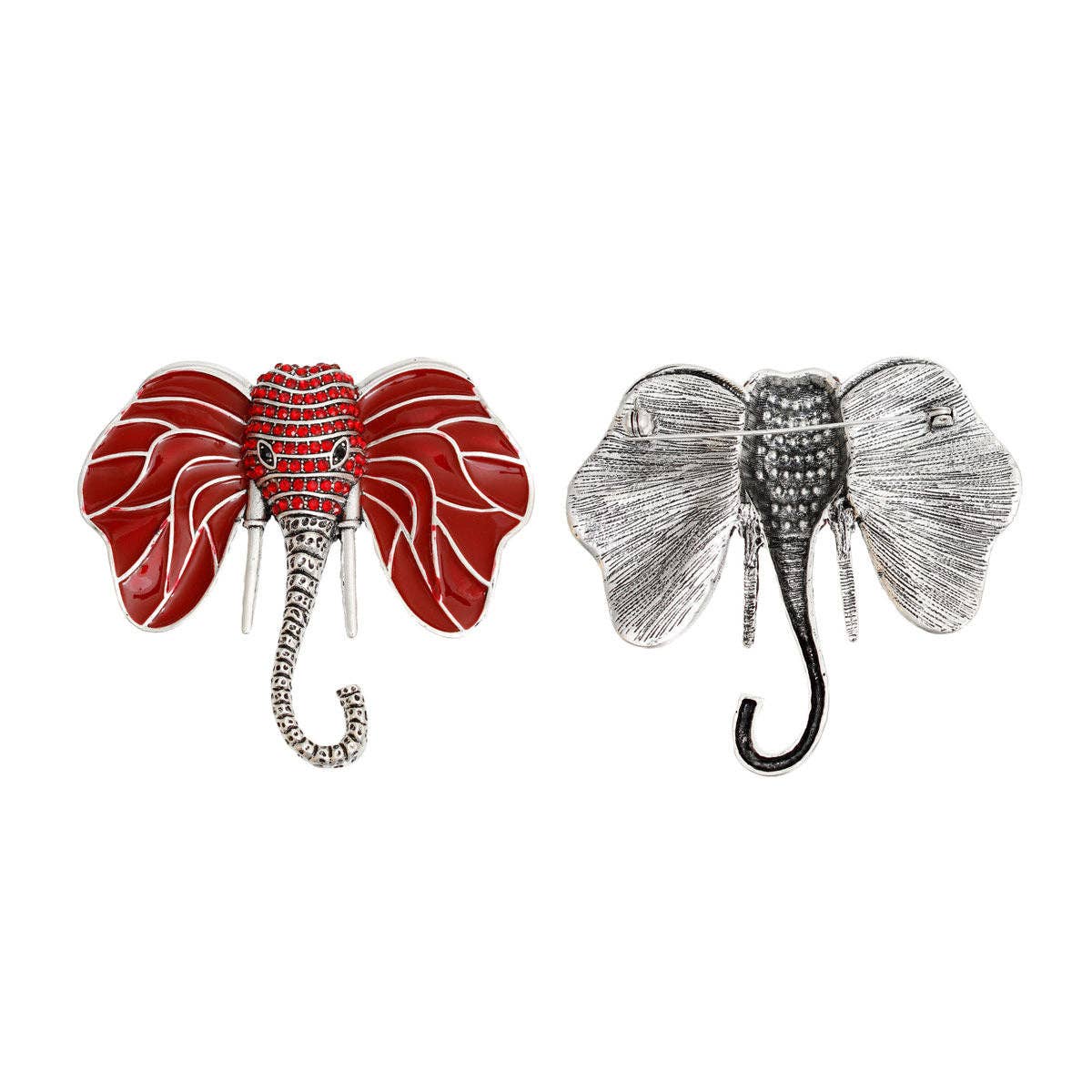 Elephant Head with Rhinestones Brooch