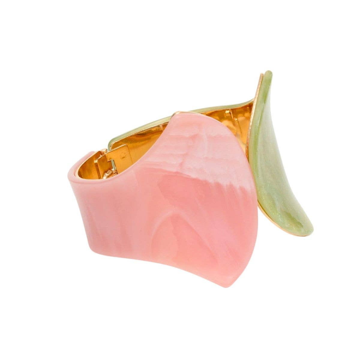 Pink and Green Pointed Marble Cuff Bracelet Women