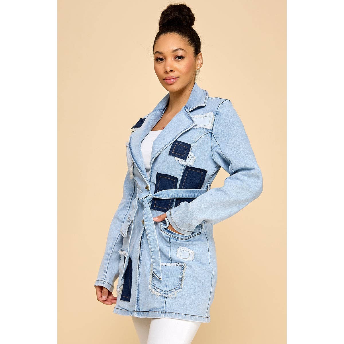 PATCH PERFECT LONG DENIM JACKET