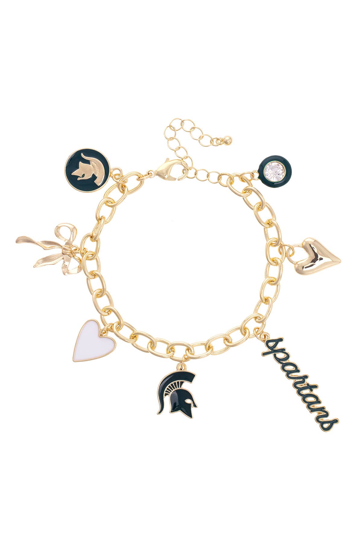Michigan State Spartans Enamel Icons Charm Bracelet in Shiny