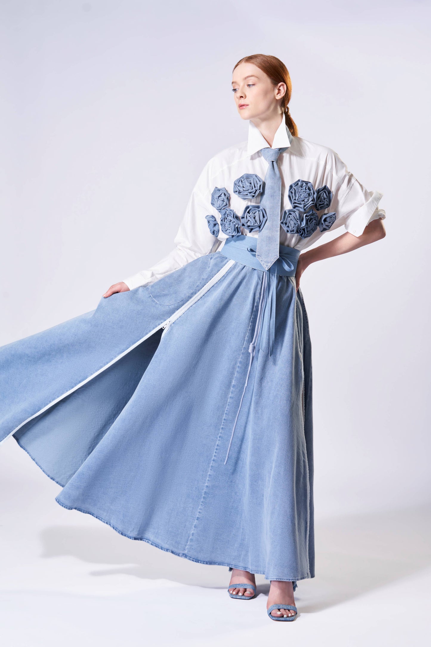 Blue Denim Blooms Button Down
