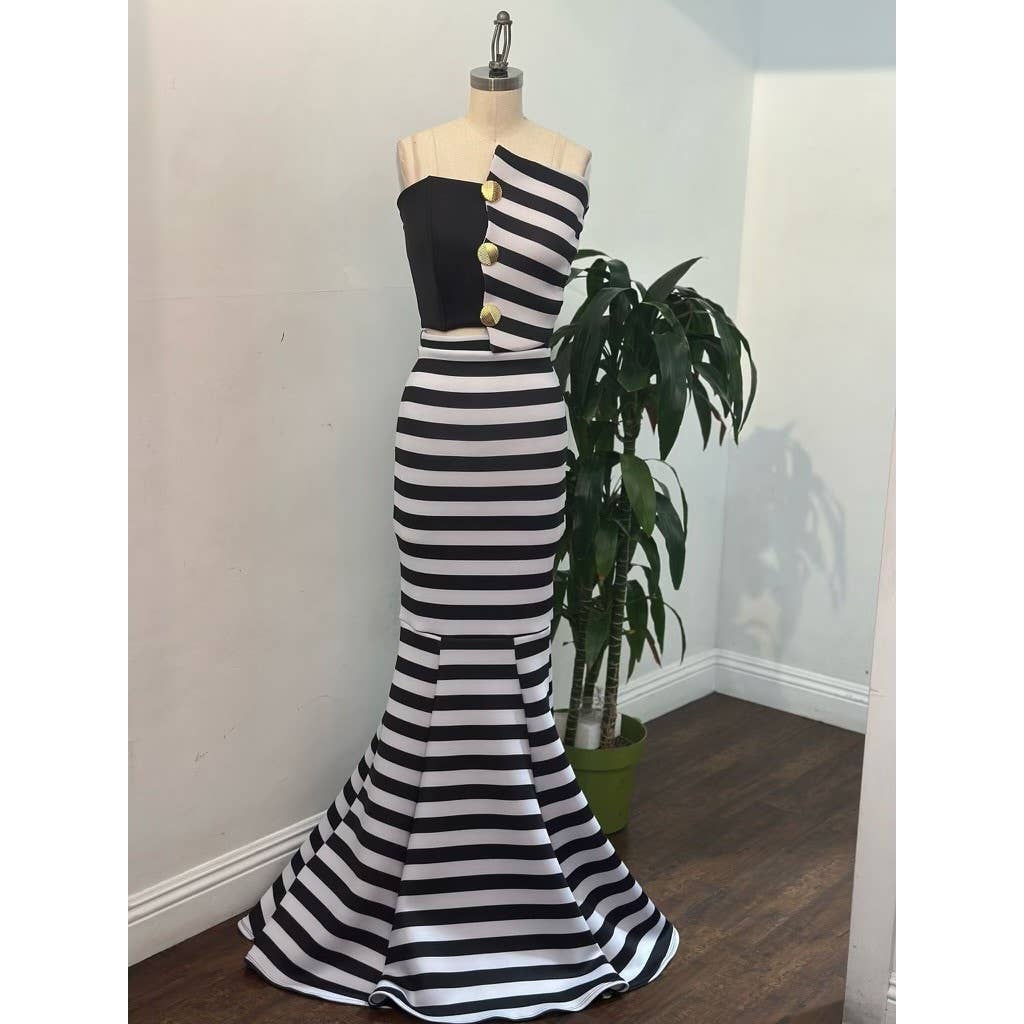 STRIPE TOP AND MAXI SKIRT SET