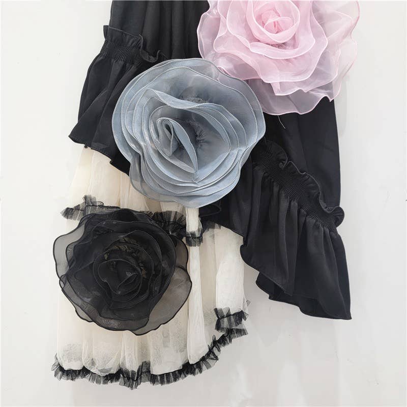 3D Floral Mesh Skirt
