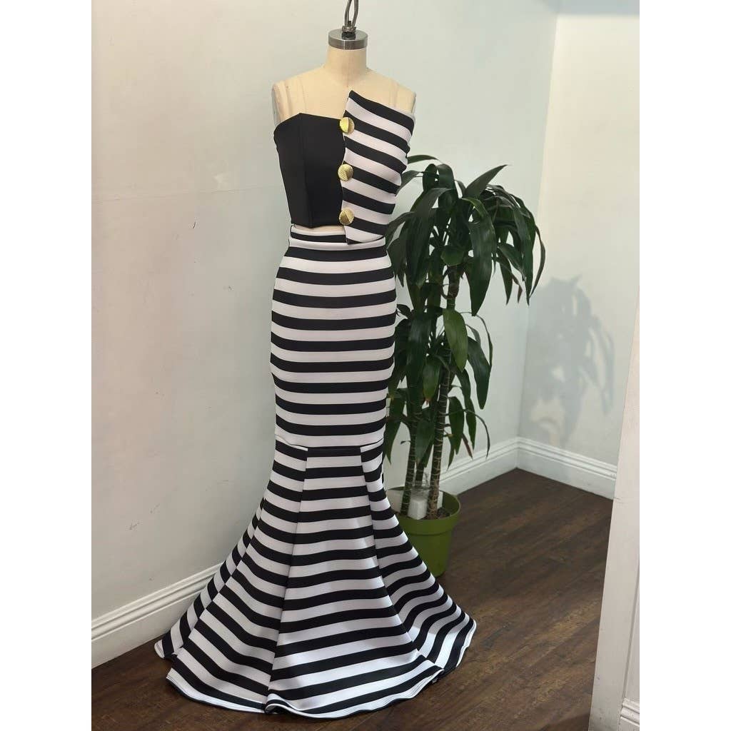 STRIPE TOP AND MAXI SKIRT SET
