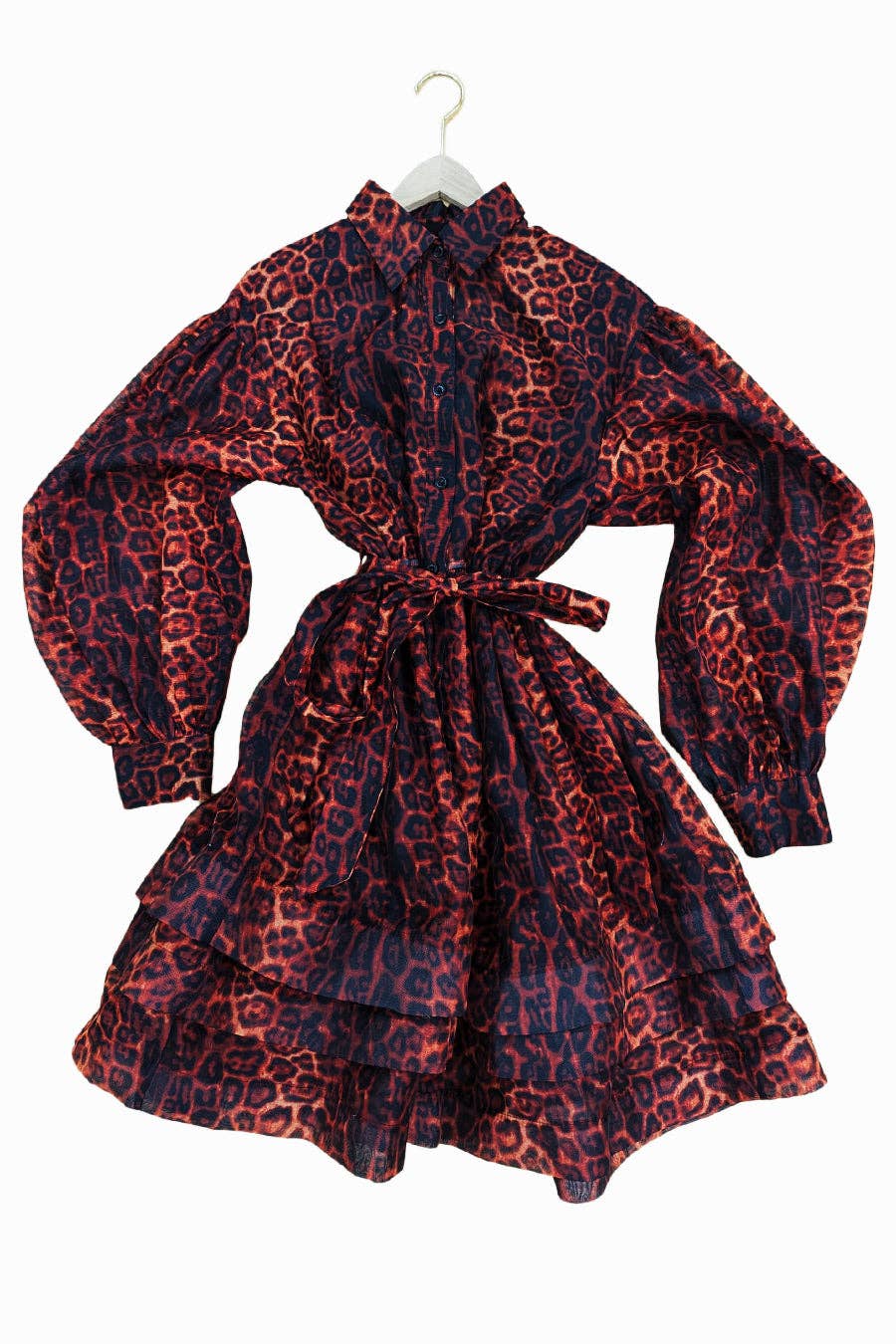 LEOPORD PRINT LAYERED BELL SHAPED MINI DRESS