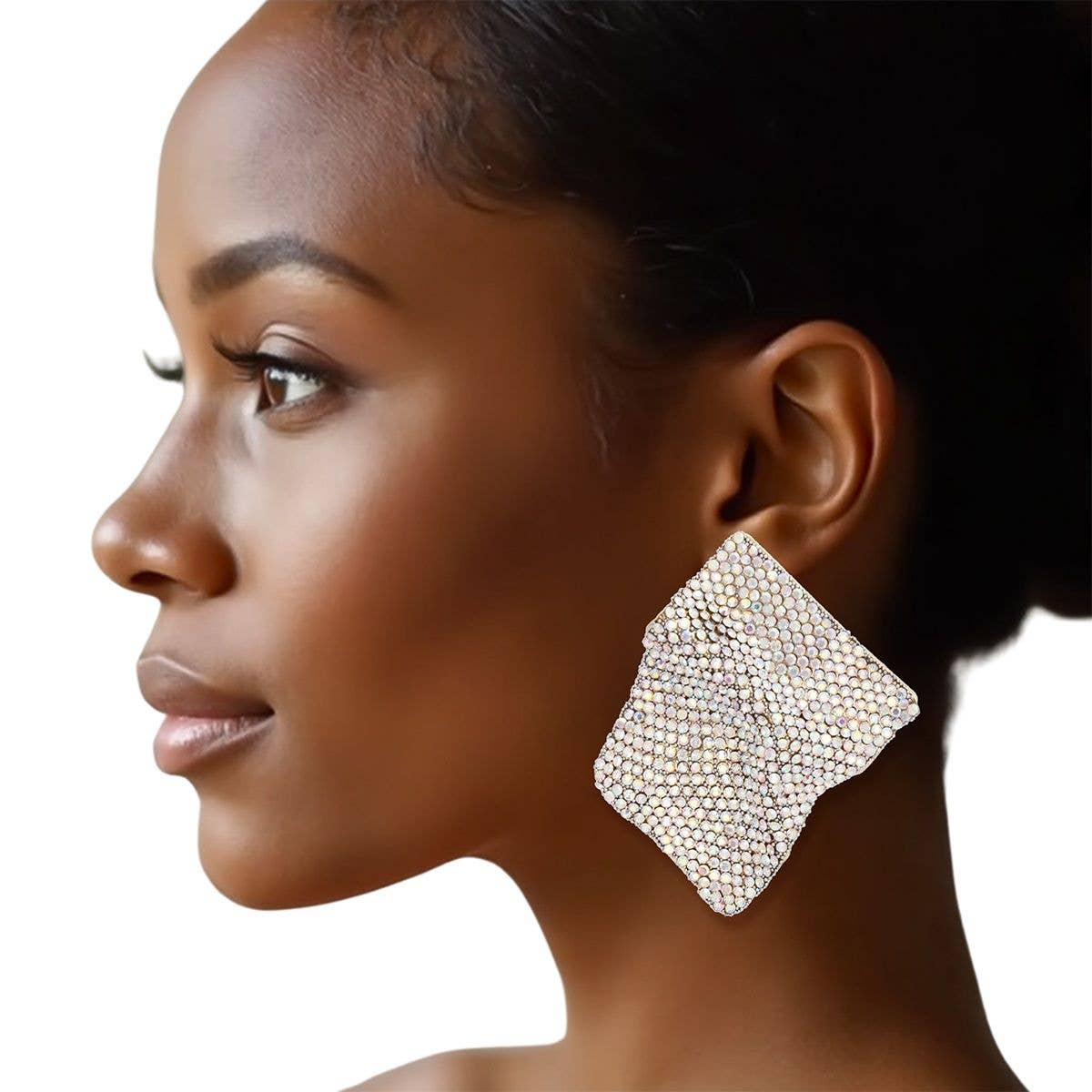 Studs Wavy Aurbo Rhinestone Glam Earrings Women