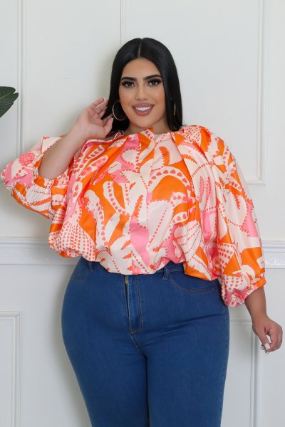 Citrus Burst Zipper Shirt Curvy