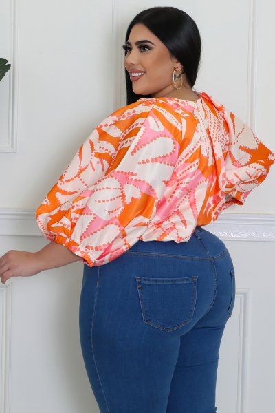 Citrus Burst Zipper Shirt Curvy