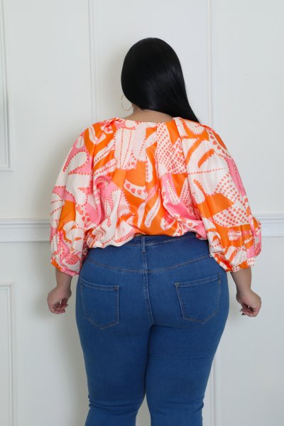 Citrus Burst Zipper Shirt Curvy