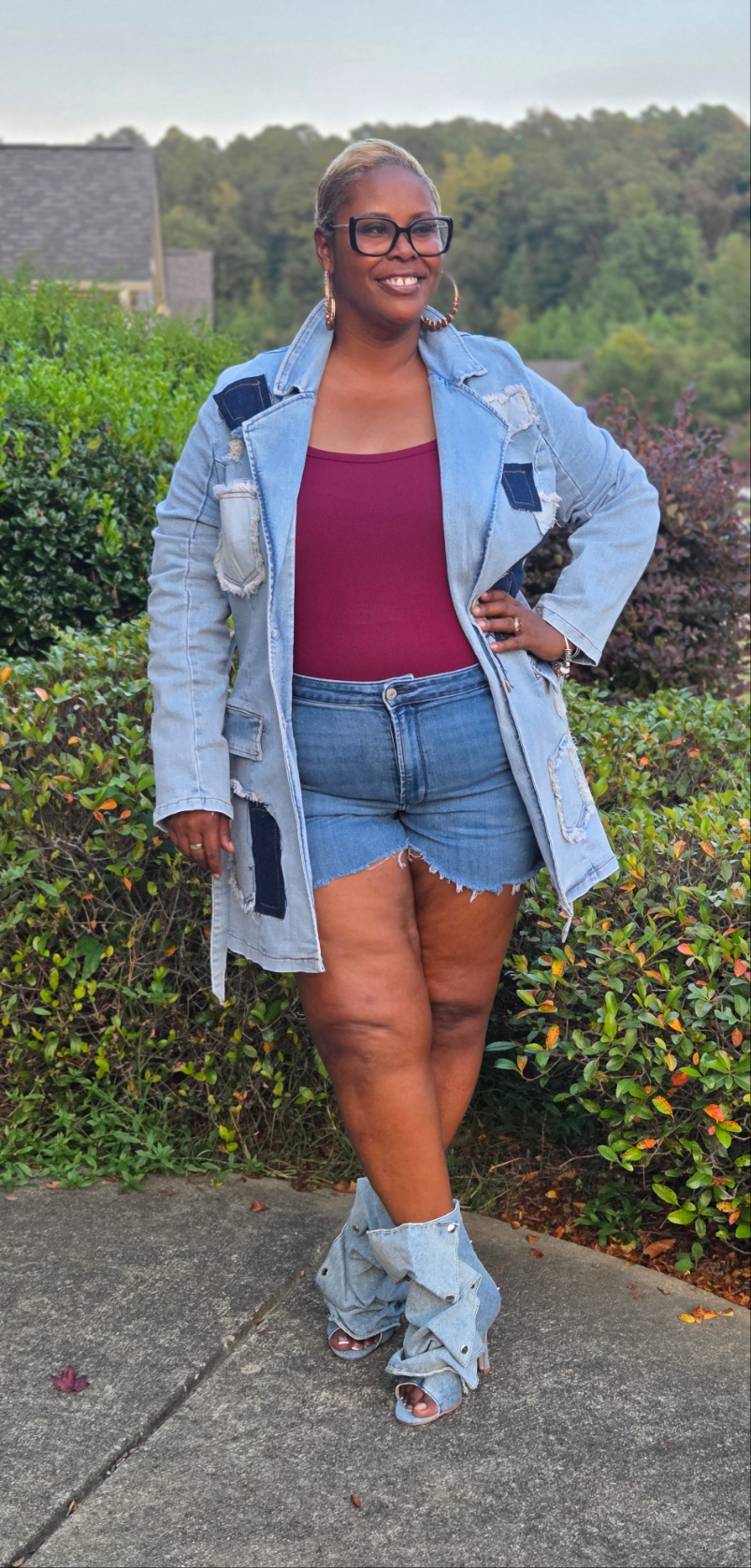 PATCH PERFECT LONG DENIM PLUS JACKET