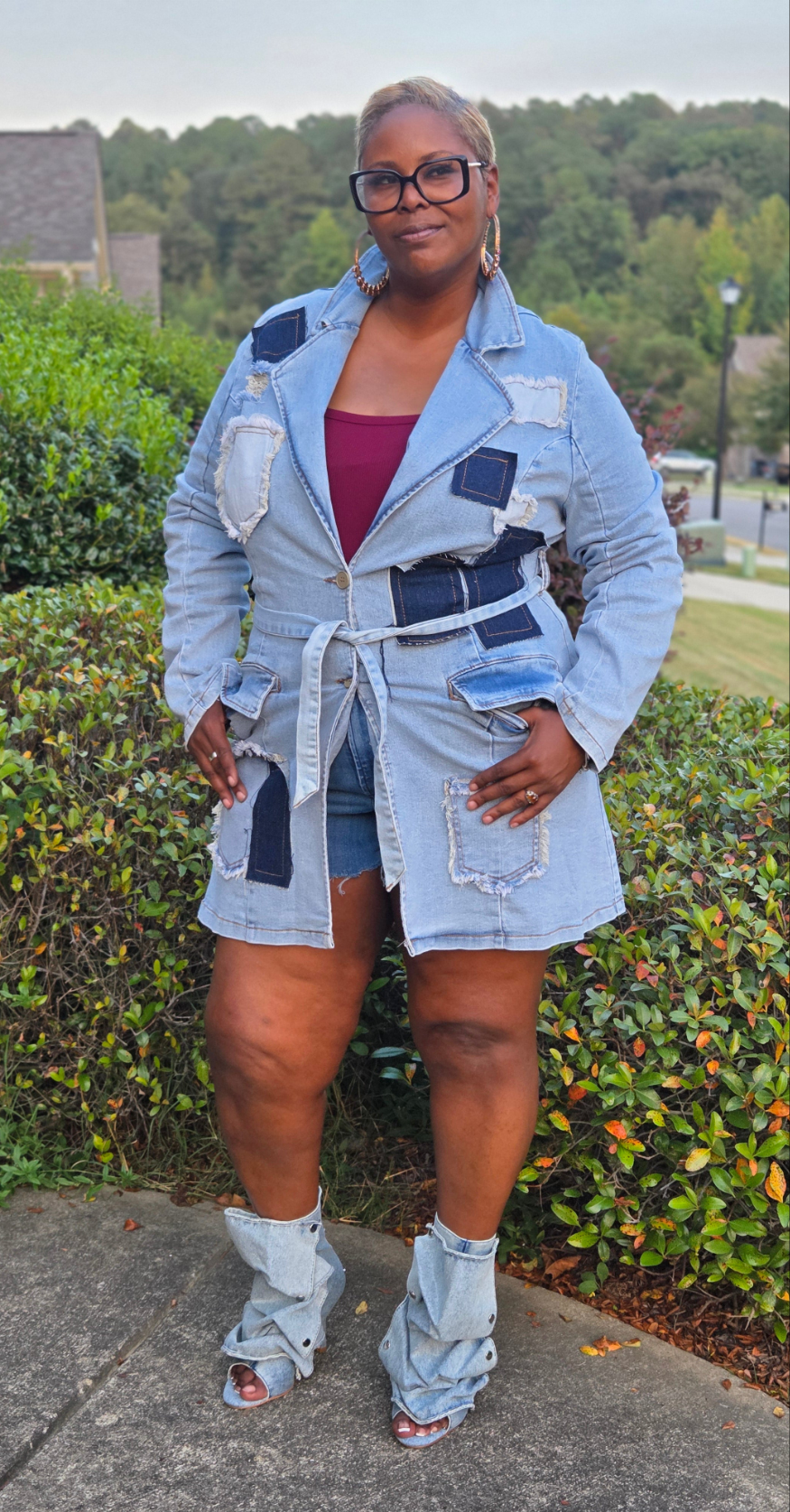 PATCH PERFECT LONG DENIM PLUS JACKET
