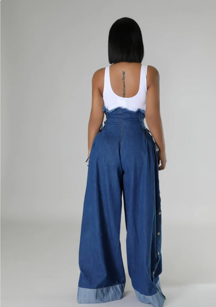 WIDE LEG HIGH WAIST CORSET JEANS