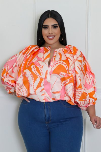 Citrus Burst Zipper Shirt Curvy