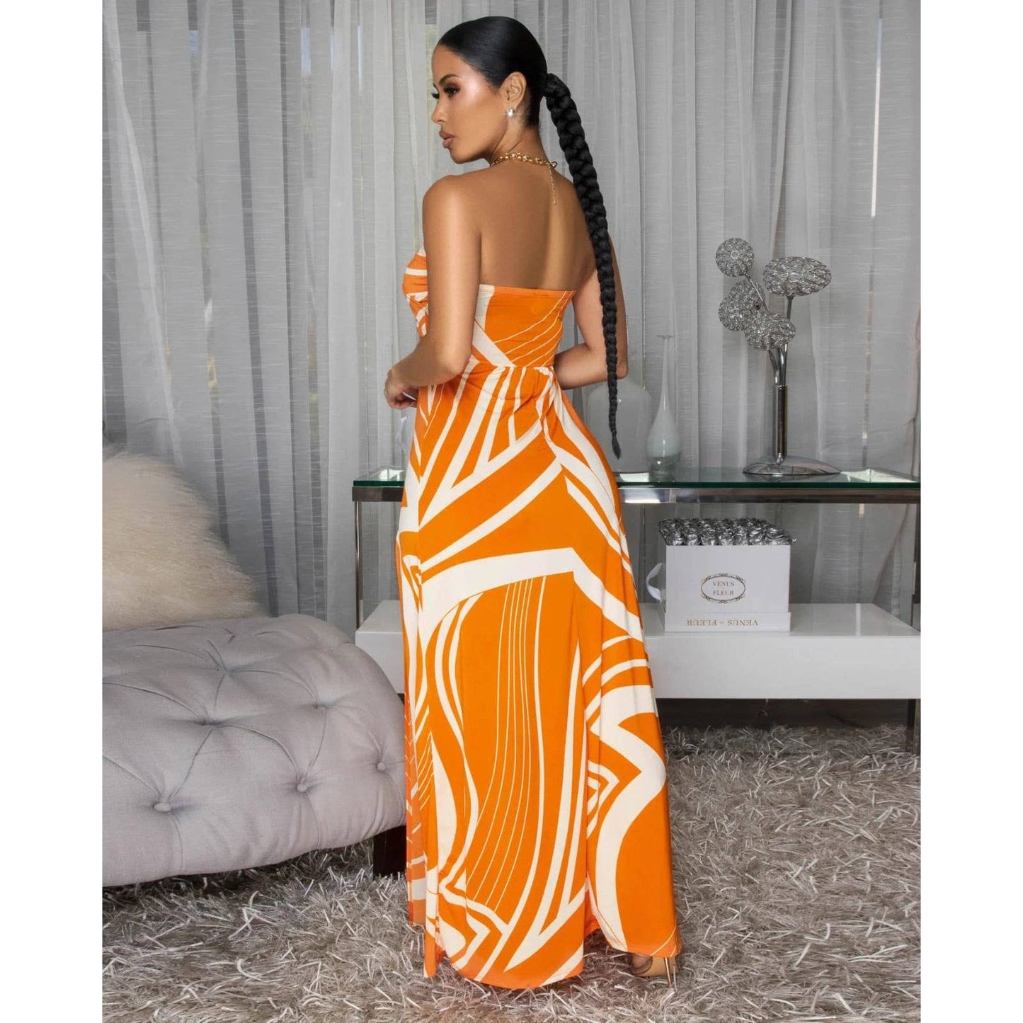 Sunburst Slit Maxi Dress