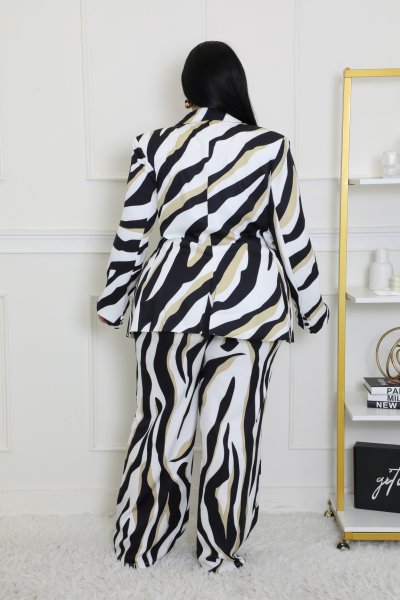 Animal Print Blazer Pant Set