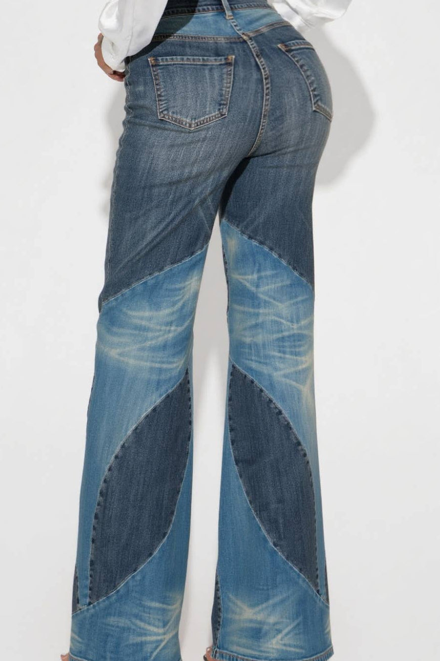 PATCHED WIDE LEG JEANS