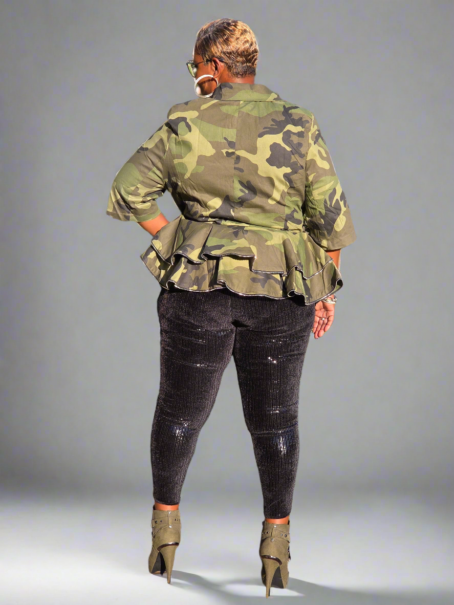 Army Peplum Top-Curvy
