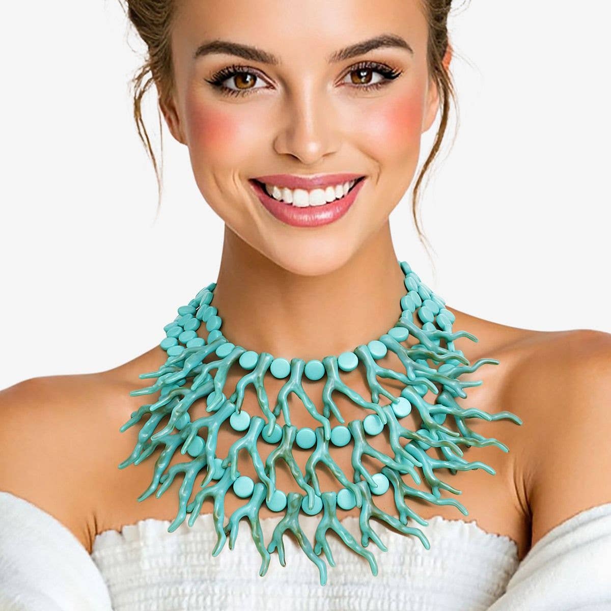 Turquoise Coral Coastal Chic Necklace Women