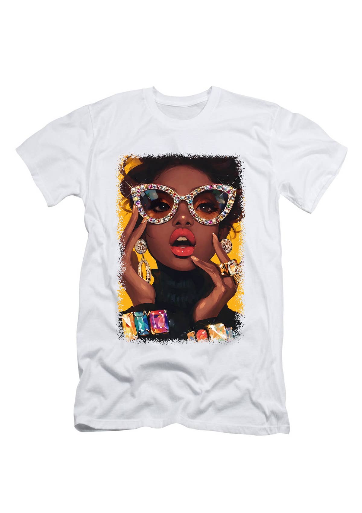 Rhinestone Glam Sunglasses Graphic Tee