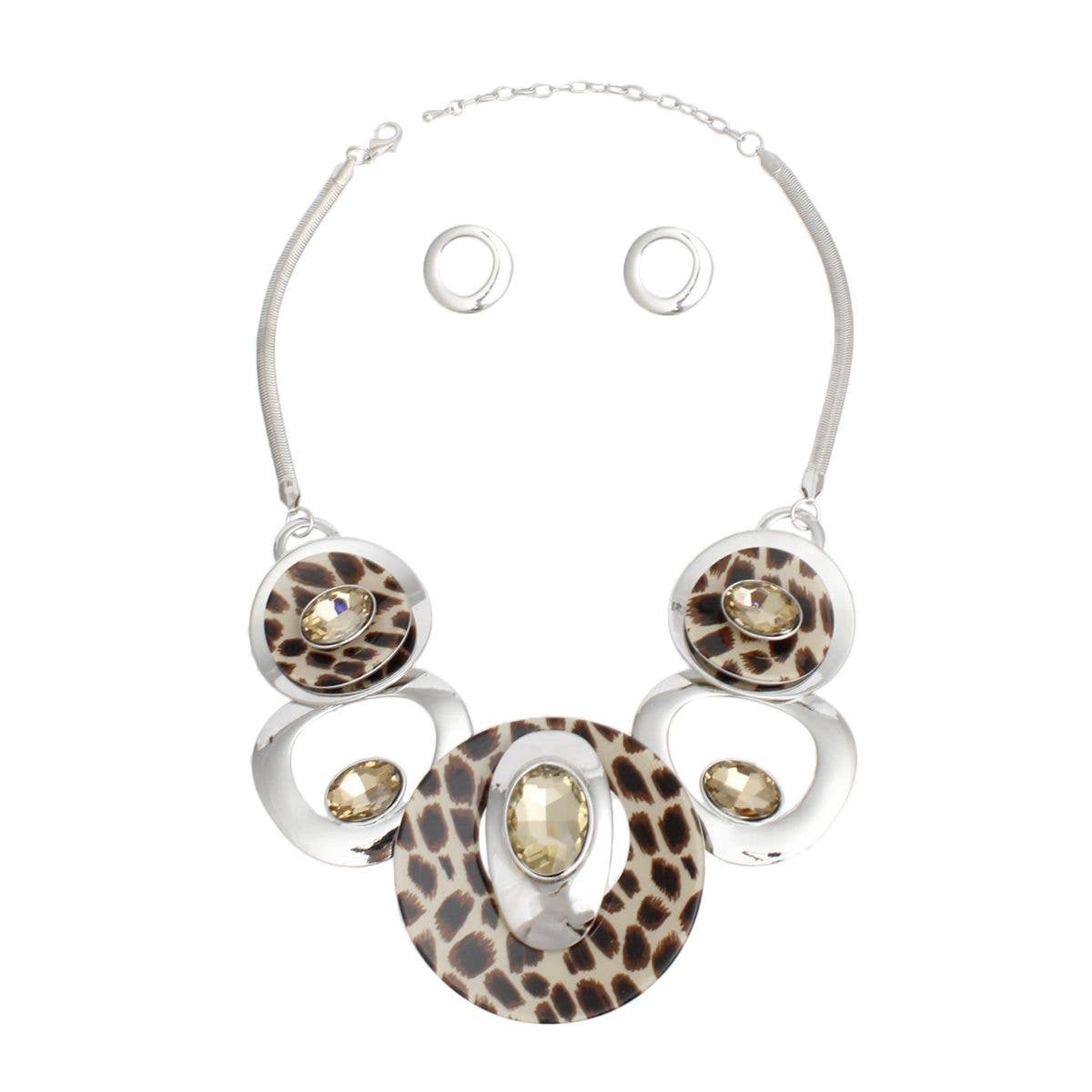 Silver Leopard Circular Bib for Women