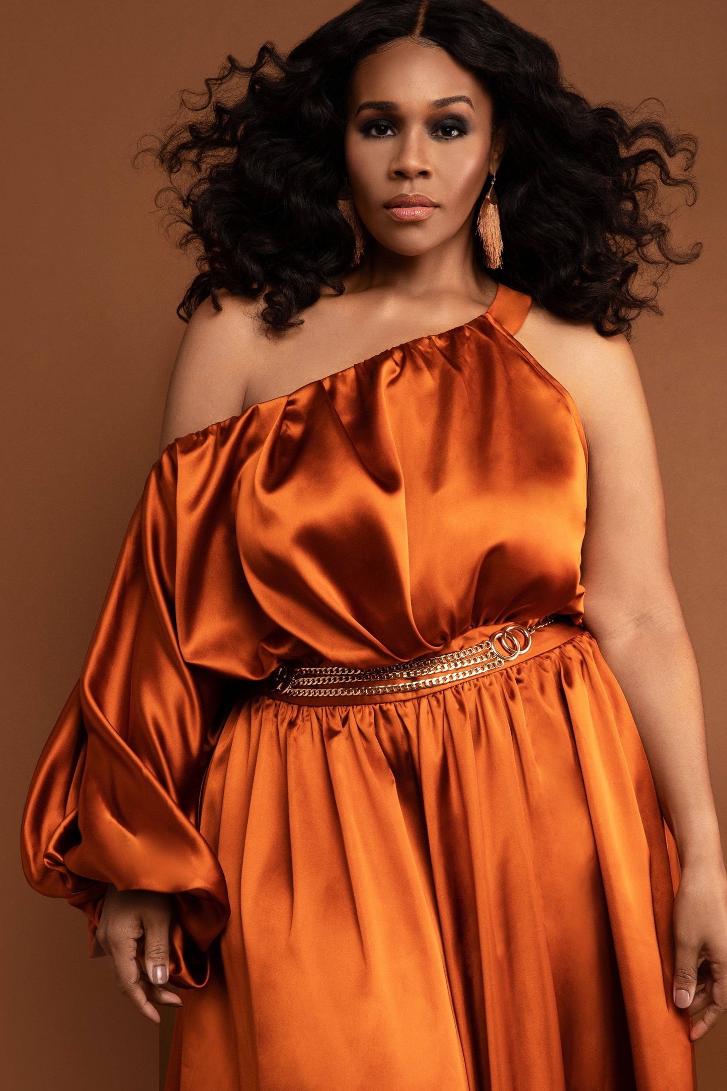 Nina Signature Ember Satin One Shoulder Dress