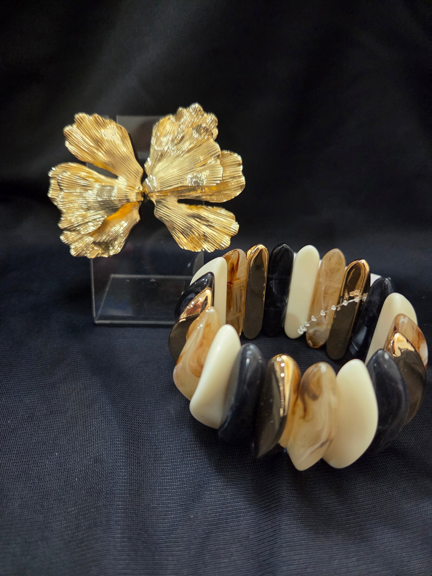 Gold Half Leaf Earring