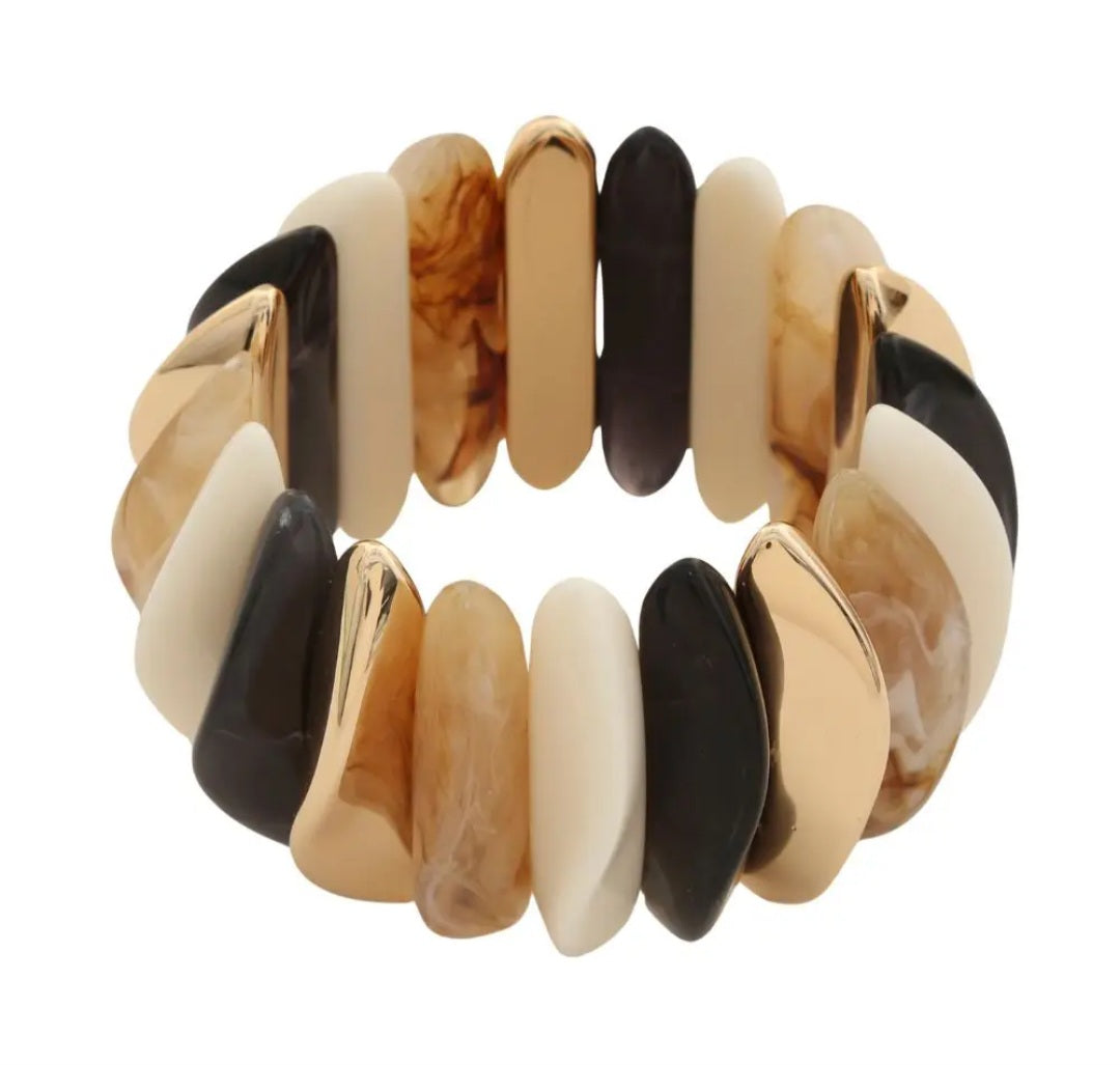 Multi Marble Stone Cuff Bracelet