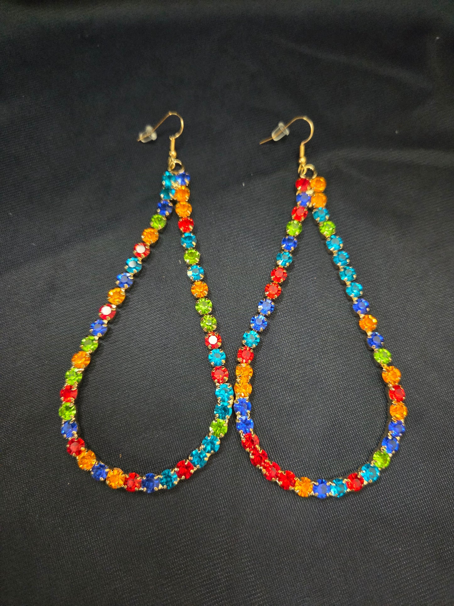 Elongated Rainbow Crystal Earrings