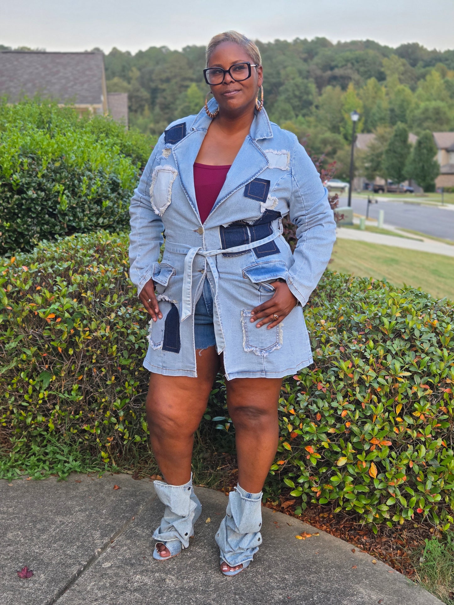PATCH PERFECT LONG DENIM PLUS JACKET