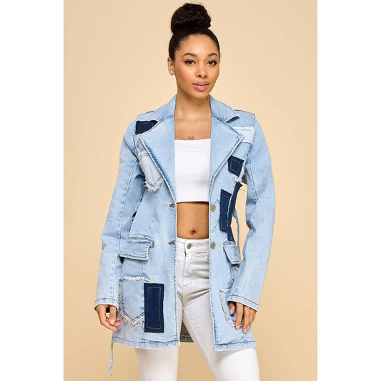PATCH PERFECT LONG DENIM JACKET