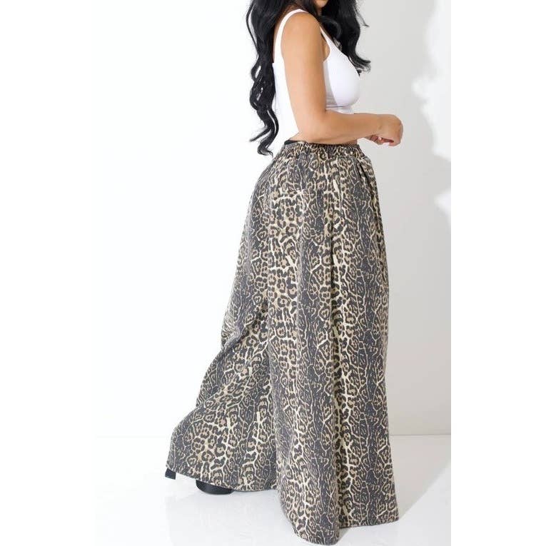 Wide Leg Leopard Print Pants