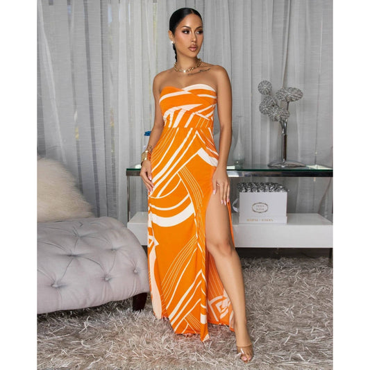 Sunburst Slit Maxi Dress