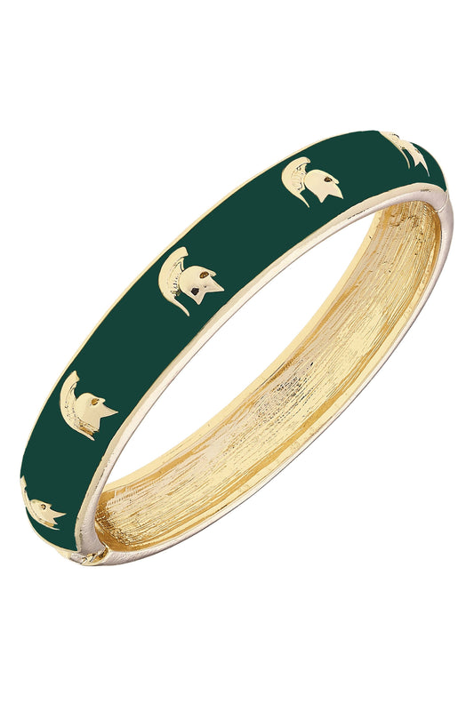 Michigan State Spartans Enamel Logo Hinge Bangle Green