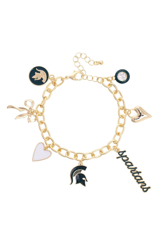 Michigan State Spartans Enamel Icons Charm Bracelet in Shiny