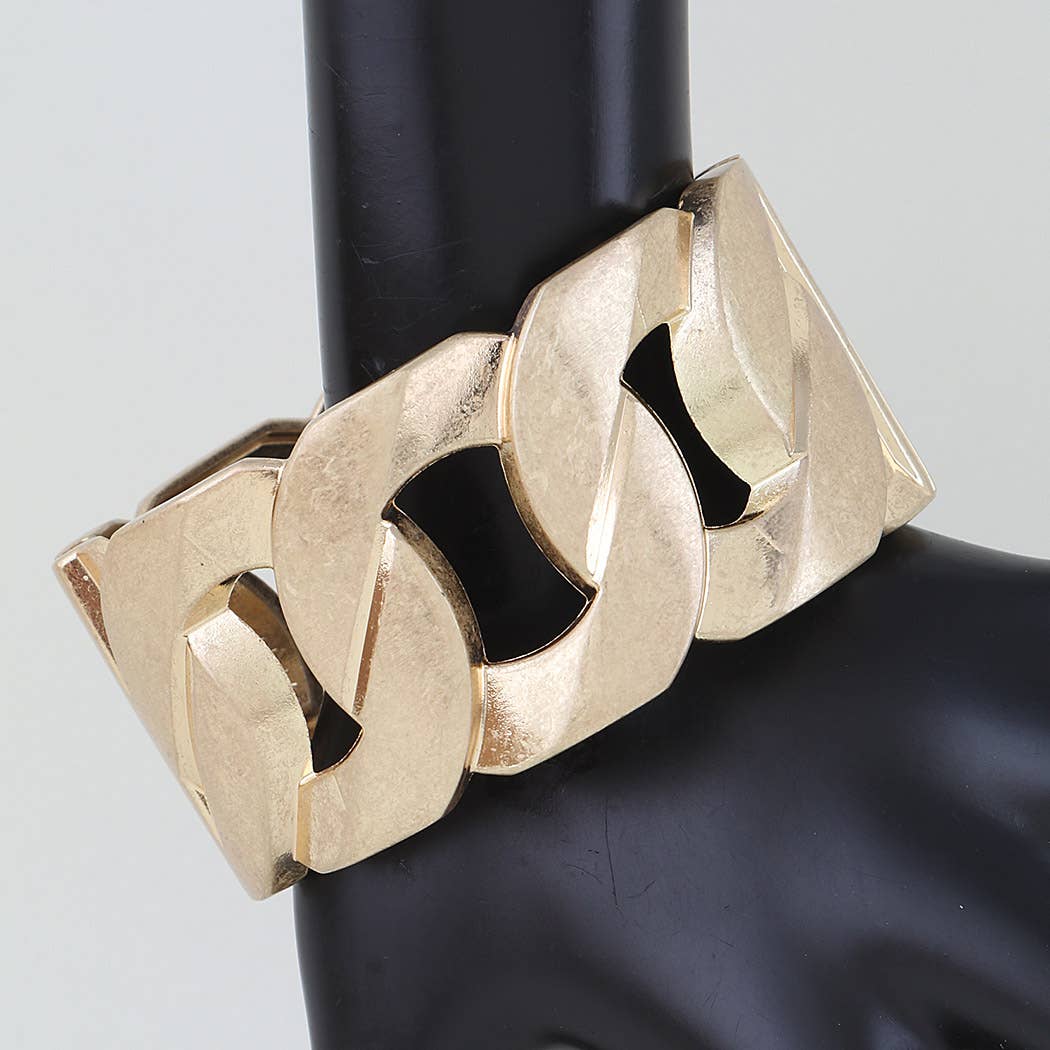 Statement Matte Metallic Chain Link Cuff Bracelet