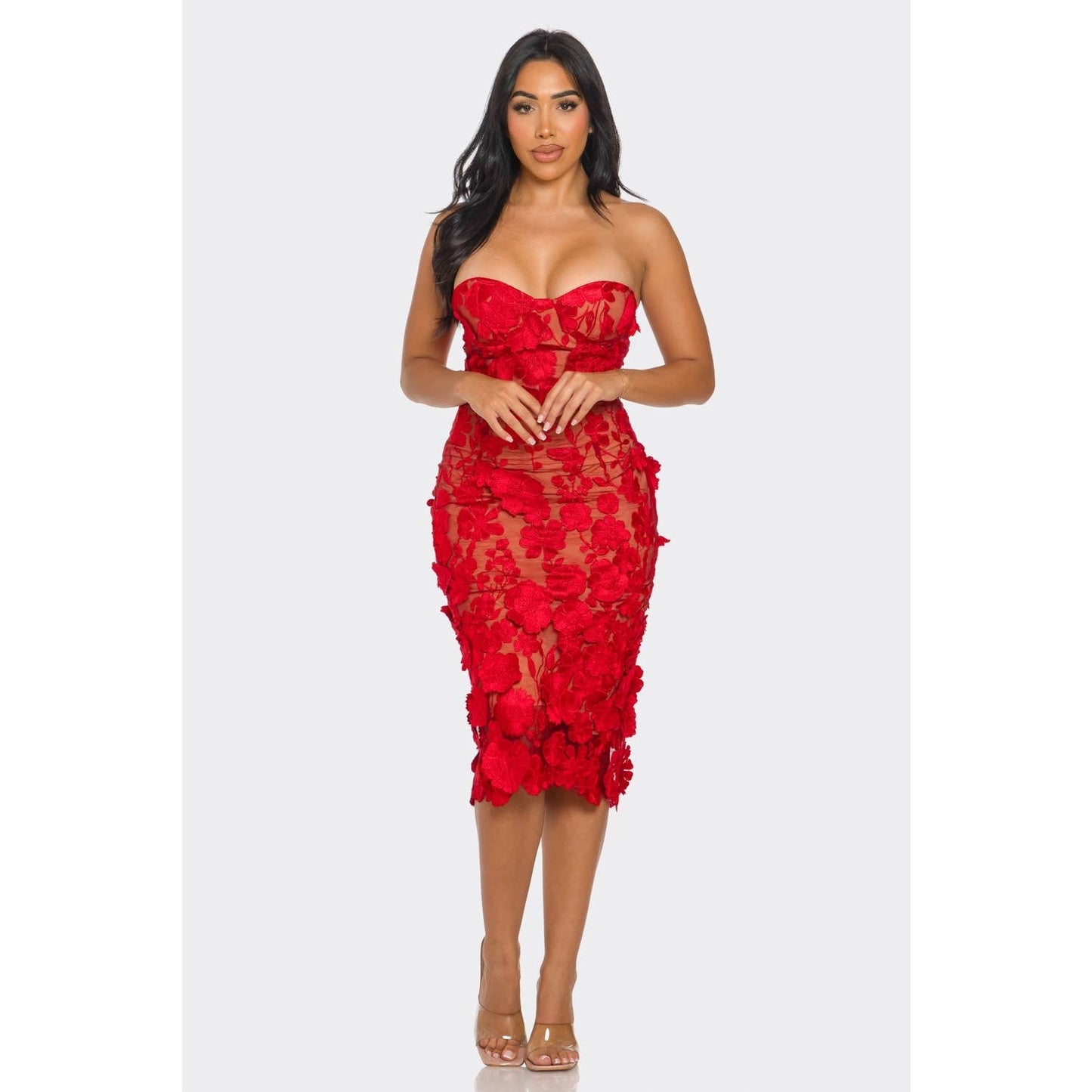 Scarlet Floral Applique Dress