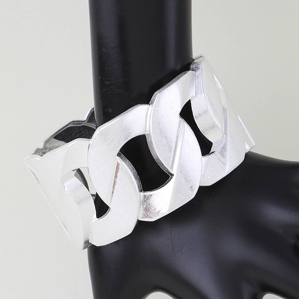 Statement Matte Metallic Chain Link Cuff Bracelet
