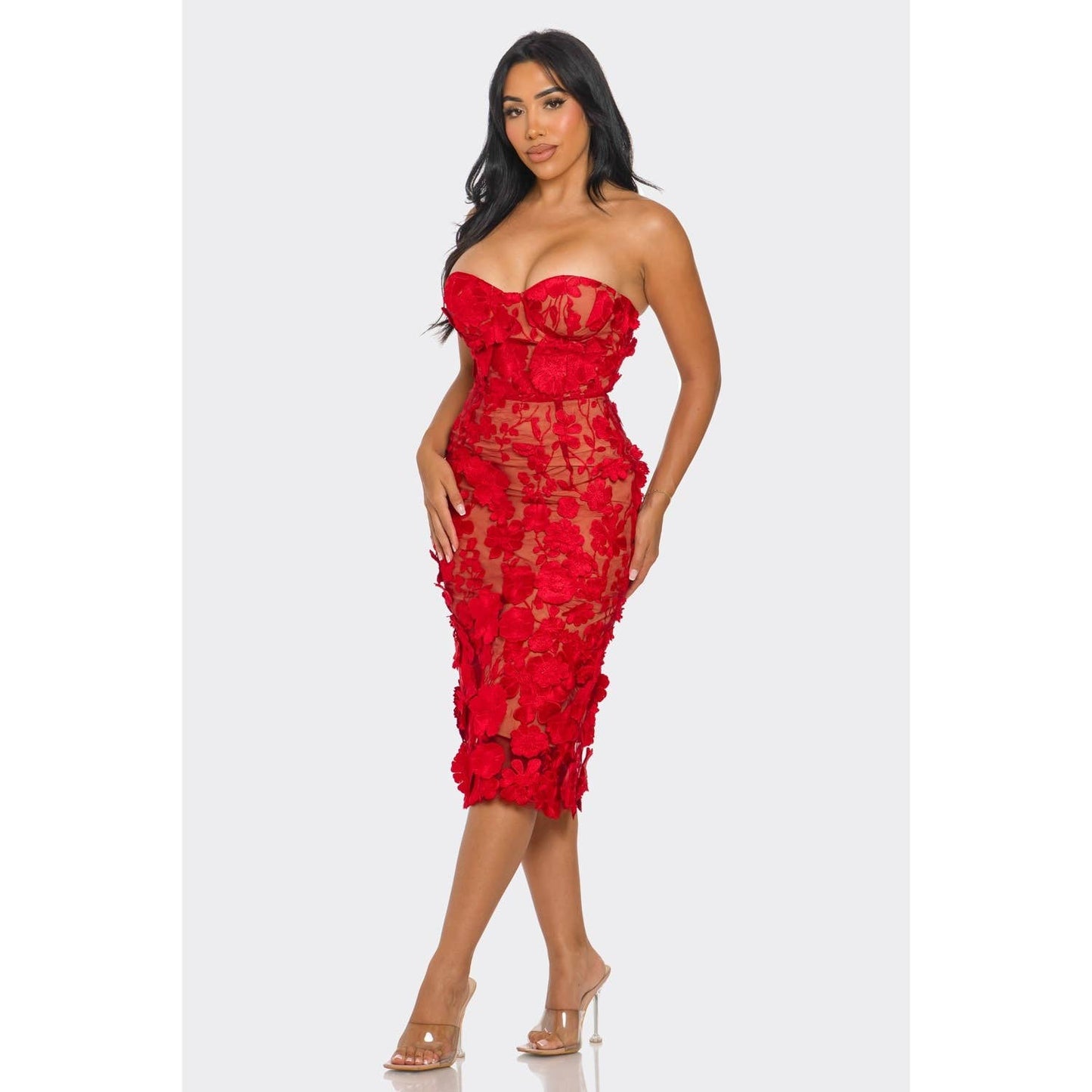 Scarlet Floral Applique Dress