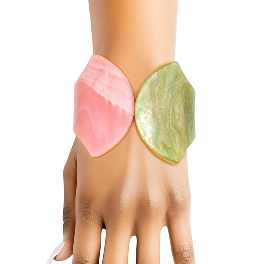 Pink and Green Pointed Marble Cuff Bracelet Women