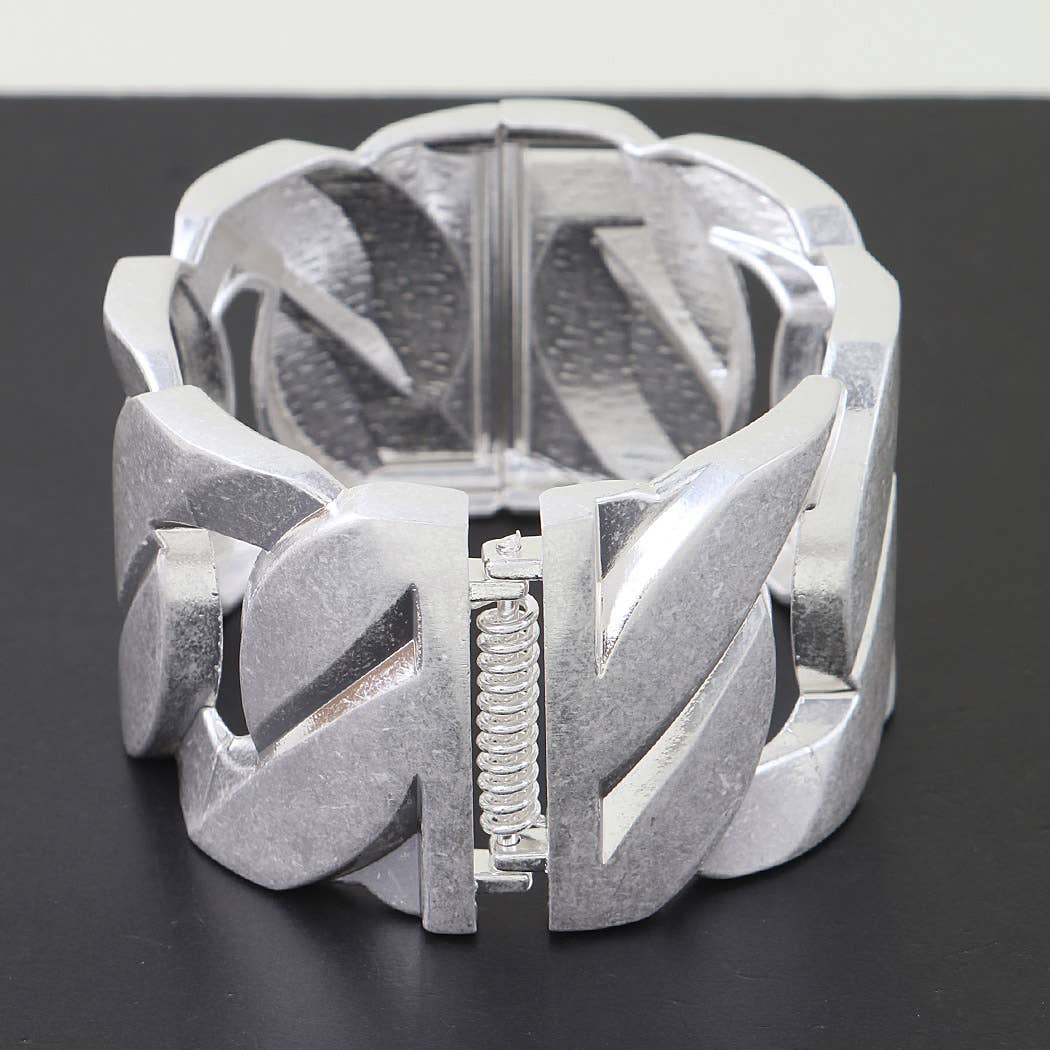 Statement Matte Metallic Chain Link Cuff Bracelet
