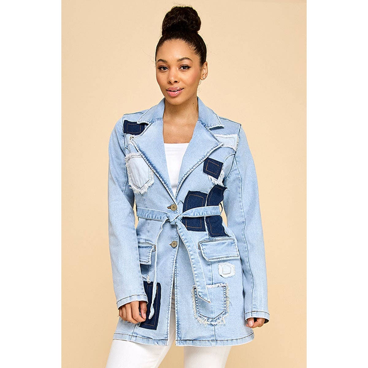 PATCH PERFECT LONG DENIM JACKET