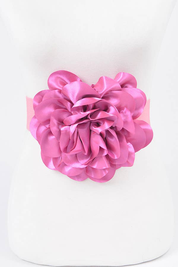 Satin Big Flower Elastic Belt