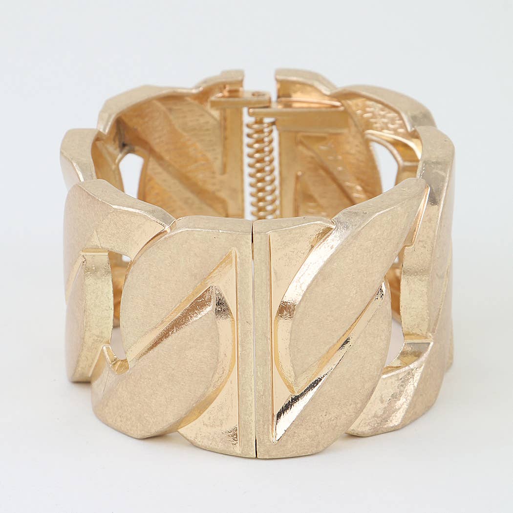Statement Matte Metallic Chain Link Cuff Bracelet