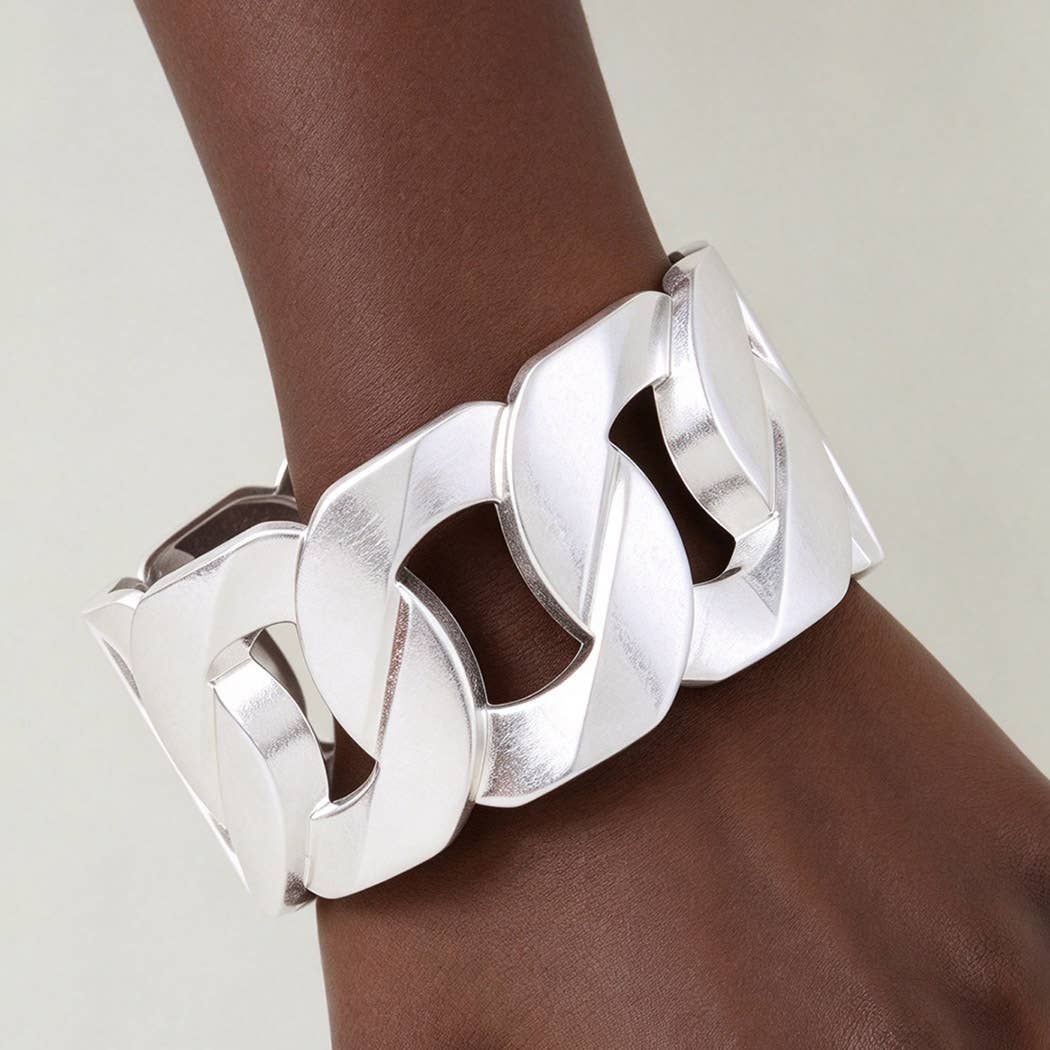 Statement Matte Metallic Chain Link Cuff Bracelet