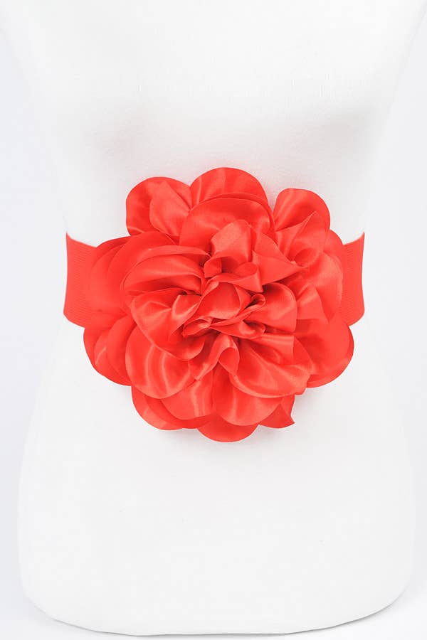 Satin Big Flower Elastic Belt
