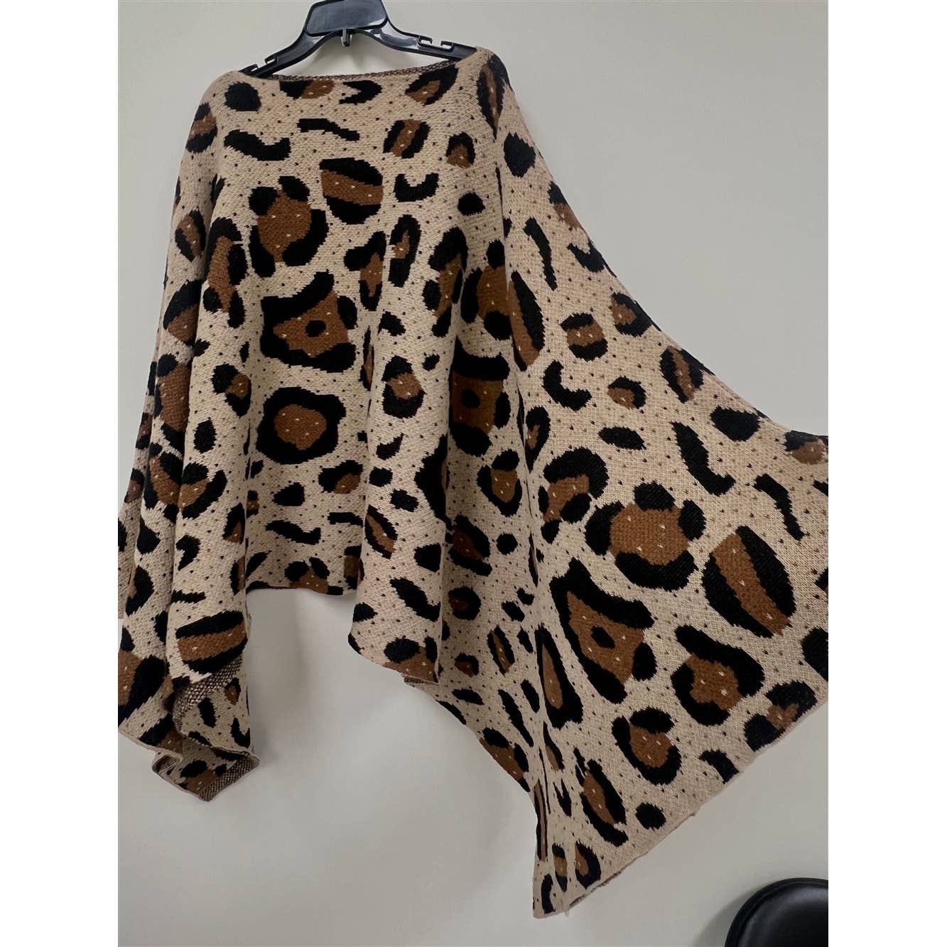 Wild Like Me Leopard Print Knit Poncho