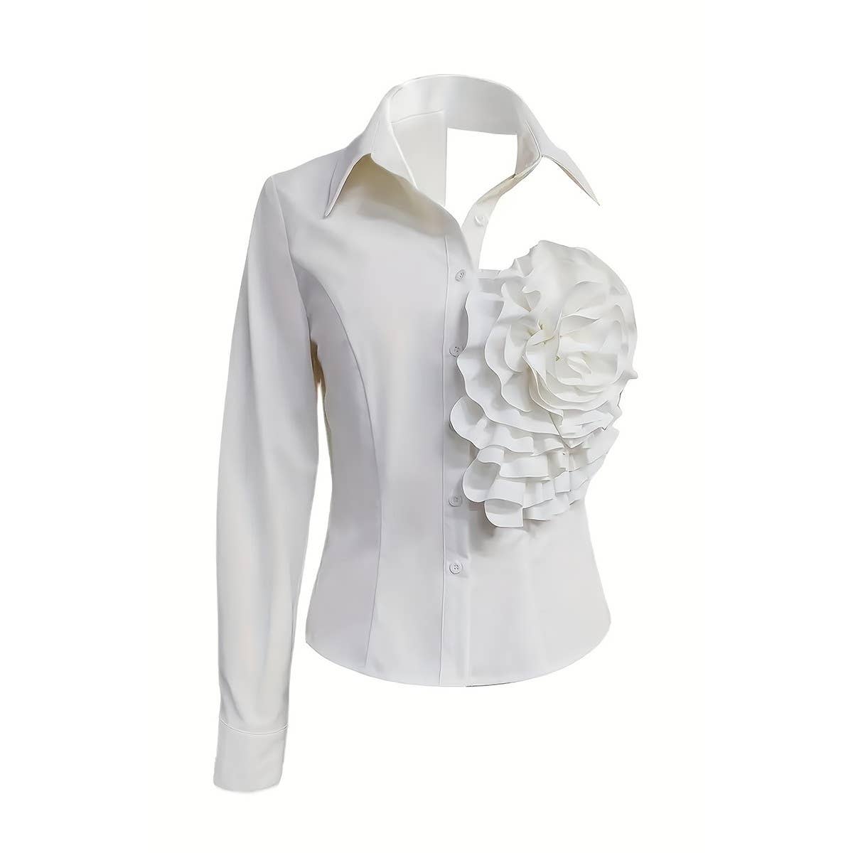 Button Down Shirt With A Large Floral Decor