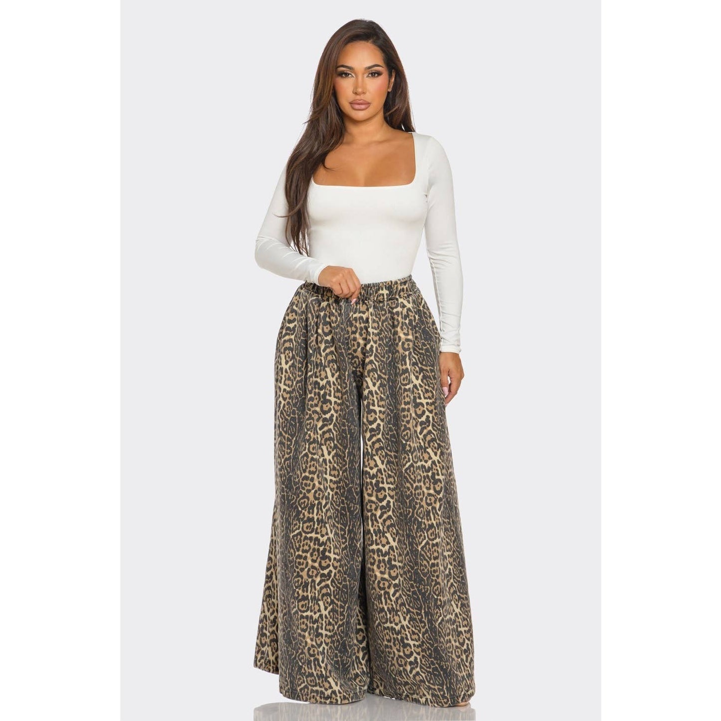Wide Leg Leopard Print Pants